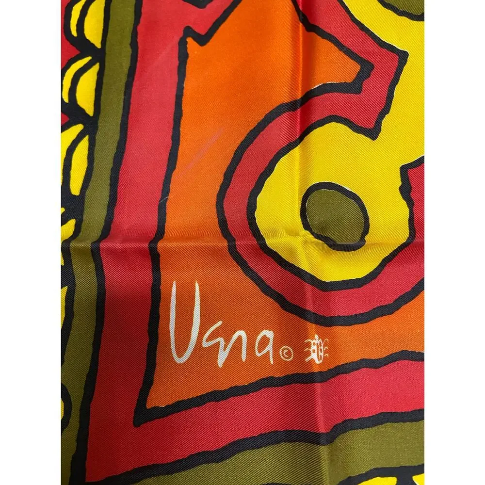 Vera Neumann‎ Vintage Red Yellow Orange Abstract Print Scarf Japan Ladybug
